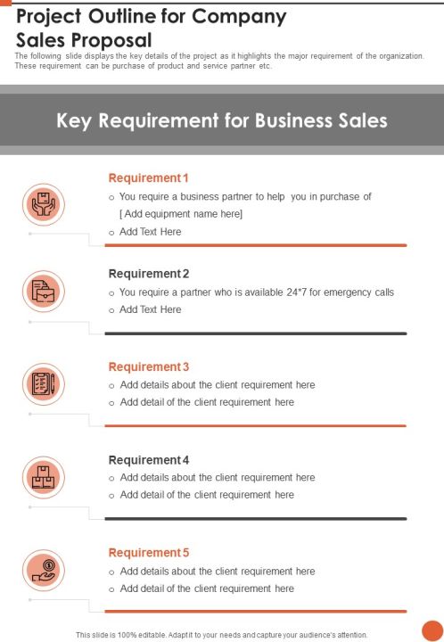 Project Outline For Company Sales Proposal One Pager Sample Example Document Slide01