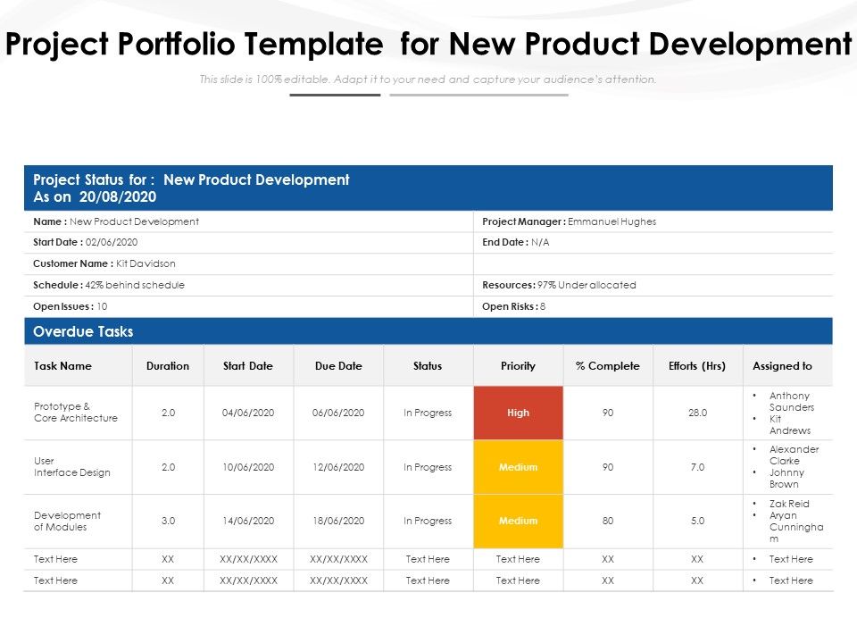 Project Portfolio Template For New Product Development Ppt PowerPoint Prese