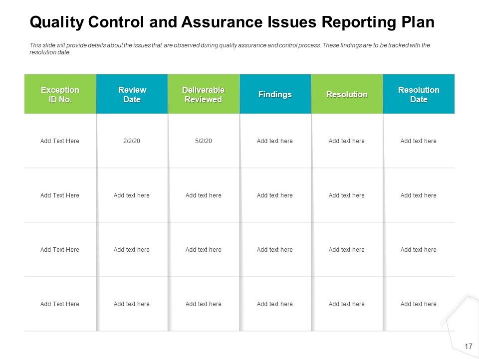 Project Quality Management Plan Ppt PowerPoint Presentation Complete Deck With Slides Slide17