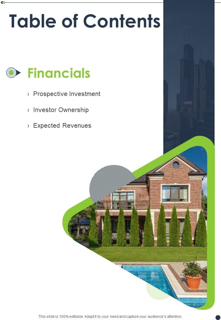 Property Funding Proposal Presentation Table Of Contents One Pager ...