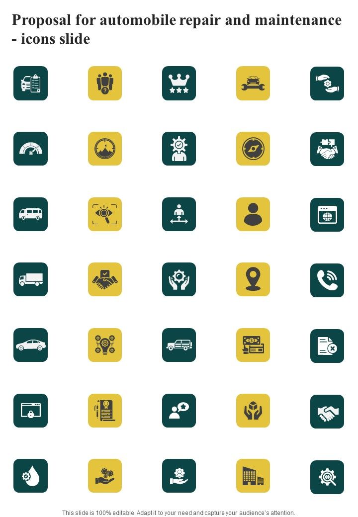 Proposal For Automobile Repair And Maintenance Icons Slide One Pager Sample Example Document Slide01