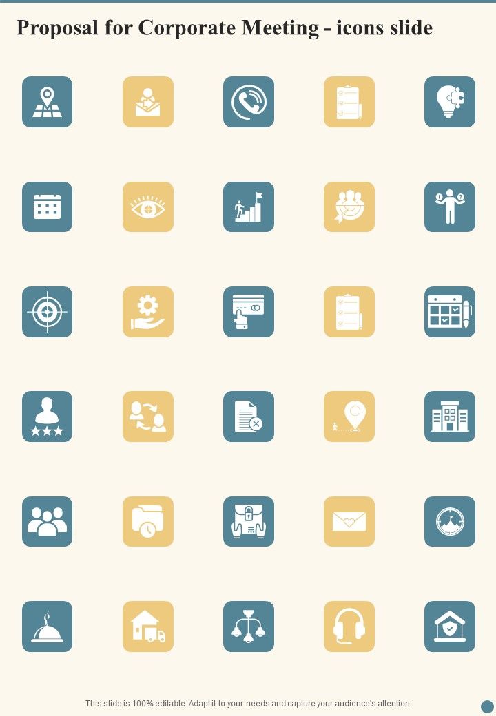 Proposal For Corporate Meeting Icons Slide One Pager Sample Example Document Slide01
