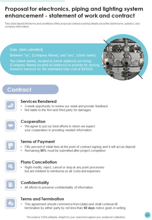 Proposal For Electronics Piping And Lighting System Enhancement Example Document Report Doc Pdf Ppt Slide24