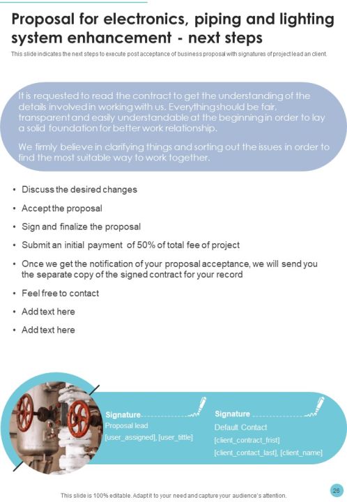 Proposal For Electronics Piping And Lighting System Enhancement Example Document Report Doc Pdf Ppt Slide26