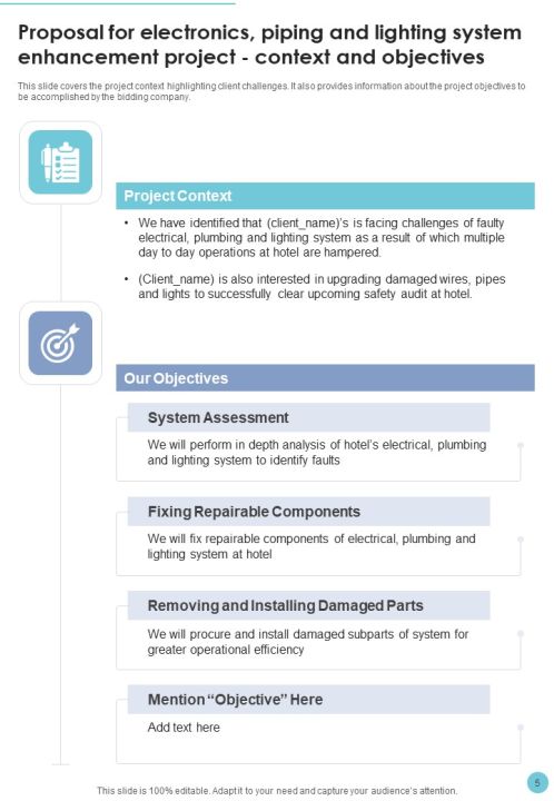 Proposal For Electronics Piping And Lighting System Enhancement Example Document Report Doc Pdf Ppt Slide05