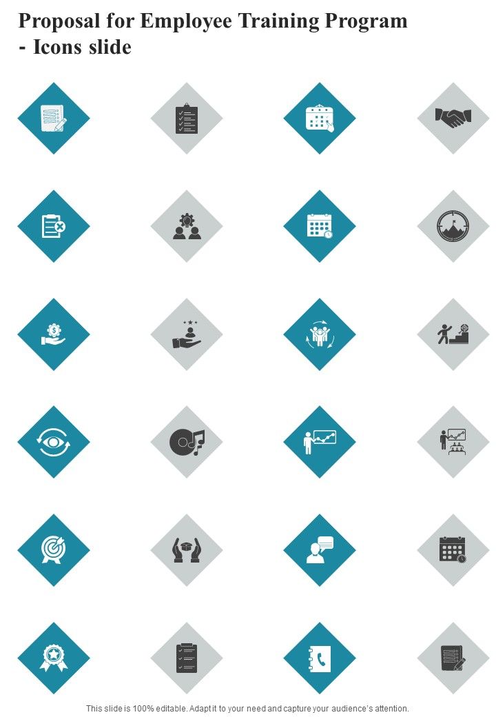 Proposal For Employee Training Program Icons Slide One Pager Sample Example Document Slide01