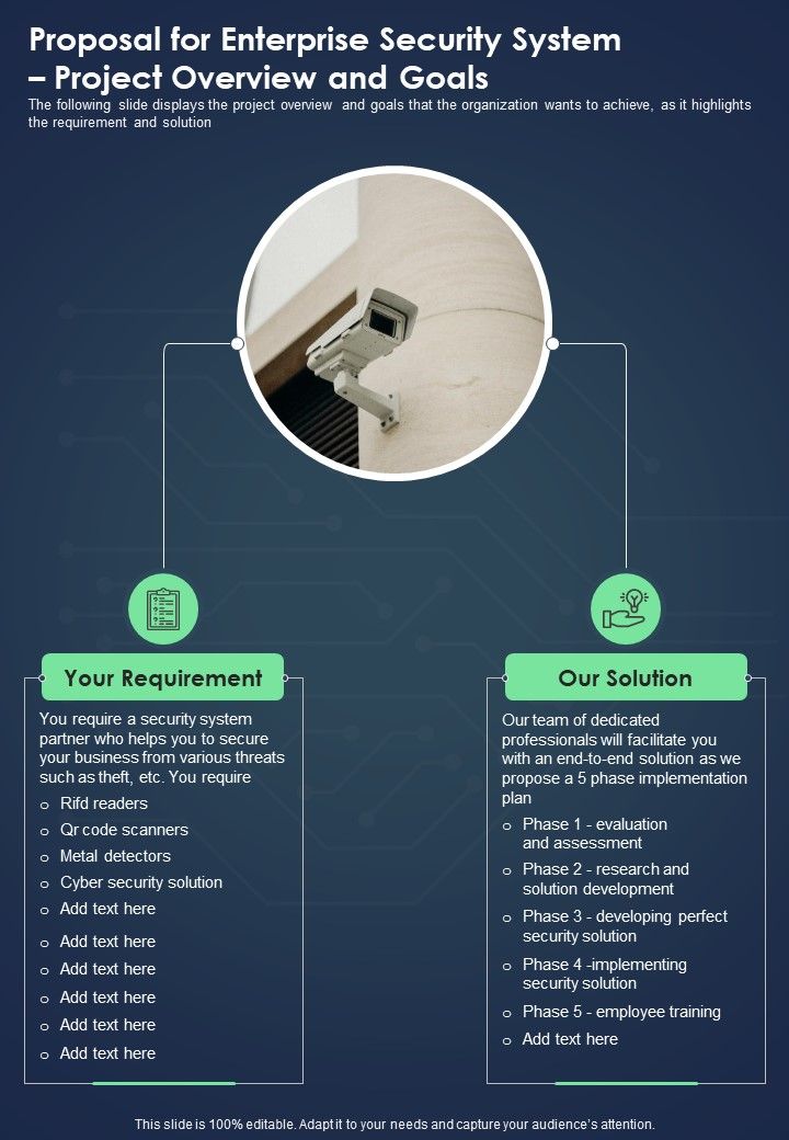 Proposal For Enterprise Security System Project Overview And Goals One Pager Sample Example Document