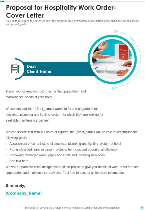 Proposal For Hospitality Work Order Example Document Report Doc Pdf Ppt Slide02