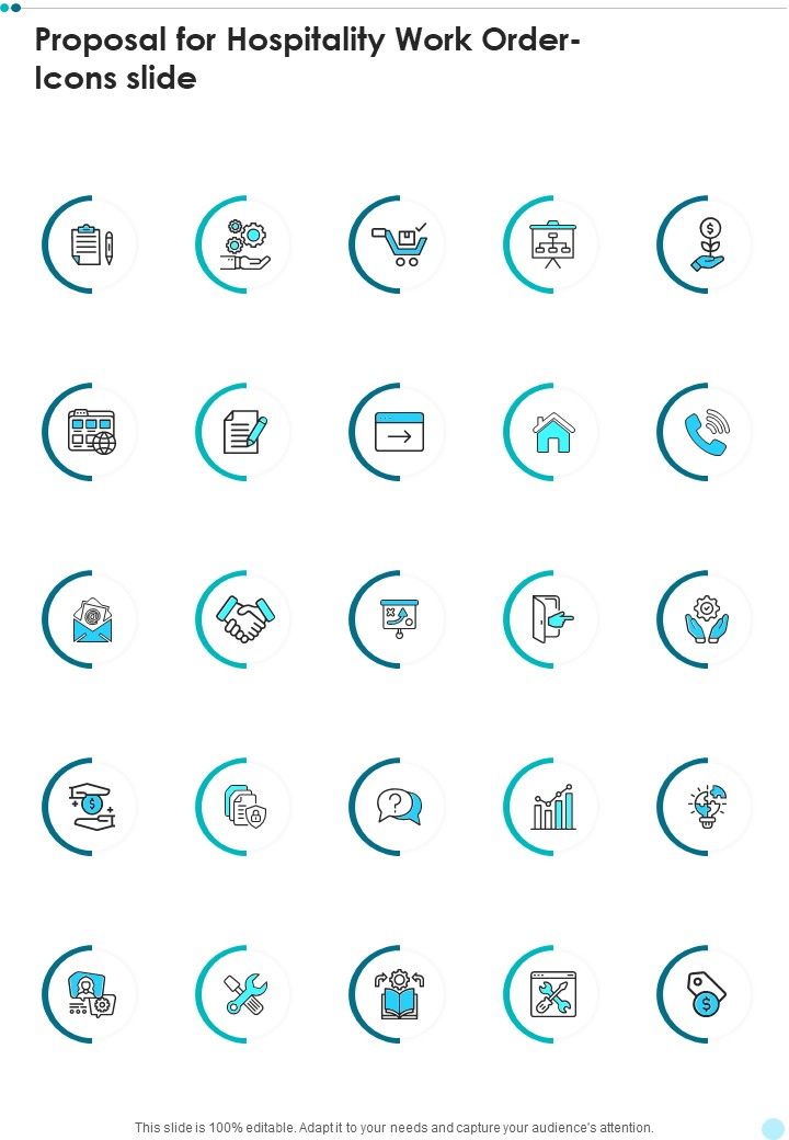 Proposal For Hospitality Work Order Icons Slide One Pager Sample Example Document Slide01