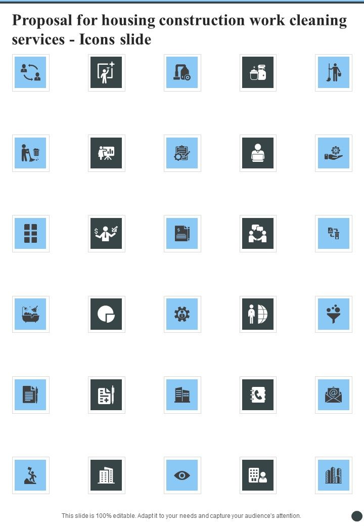Proposal For Housing Construction Work Cleaning Services Icons Slide One Pager Sample Example Document Slide01