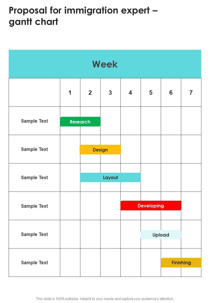 Proposal For Immigration Expert Gantt Chart One Pager Sample Example Document Slide01