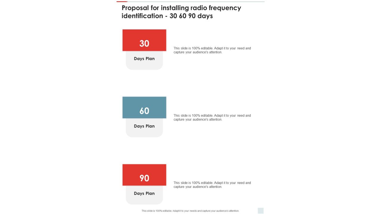 Proposal For Installing Radio Frequency Identification 30 60 90 Days One Pager Sample Example Document Slide01