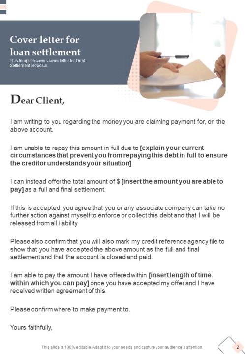 Proposal For Loan Settlement Example Document Report Doc Pdf Ppt Slide02