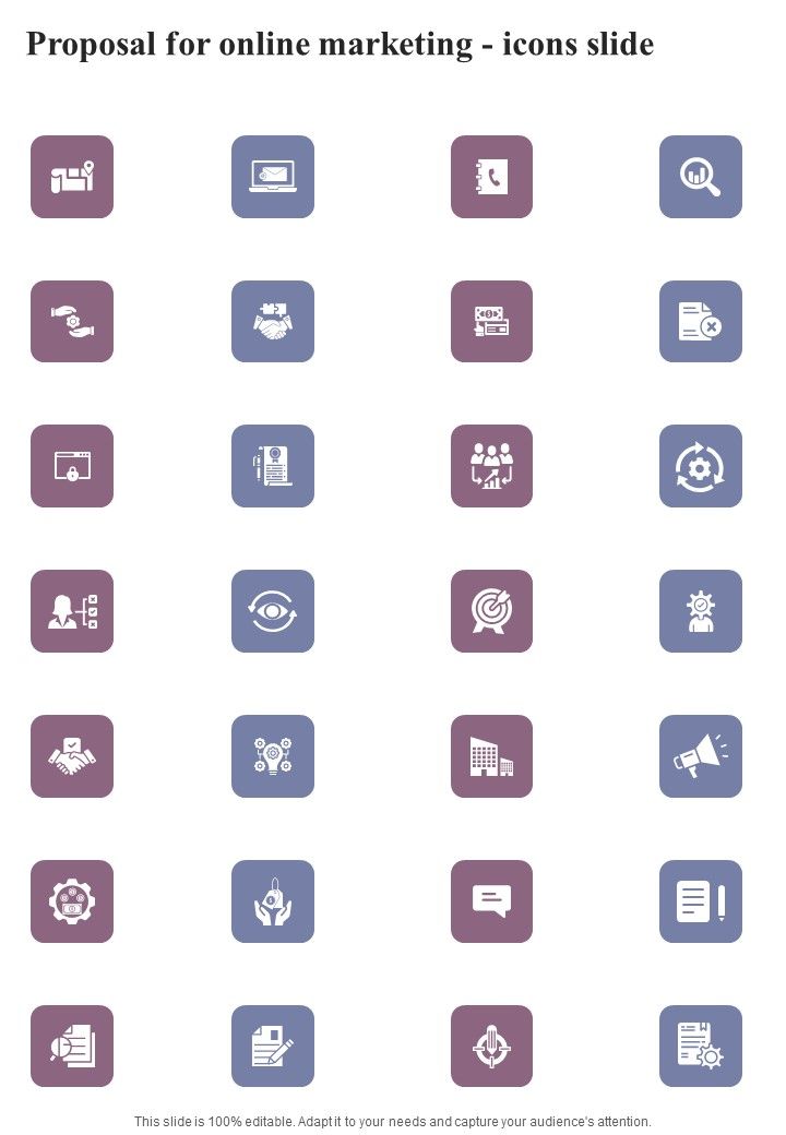 Proposal For Online Marketing Icons Slide One Pager Sample Example Document Slide01