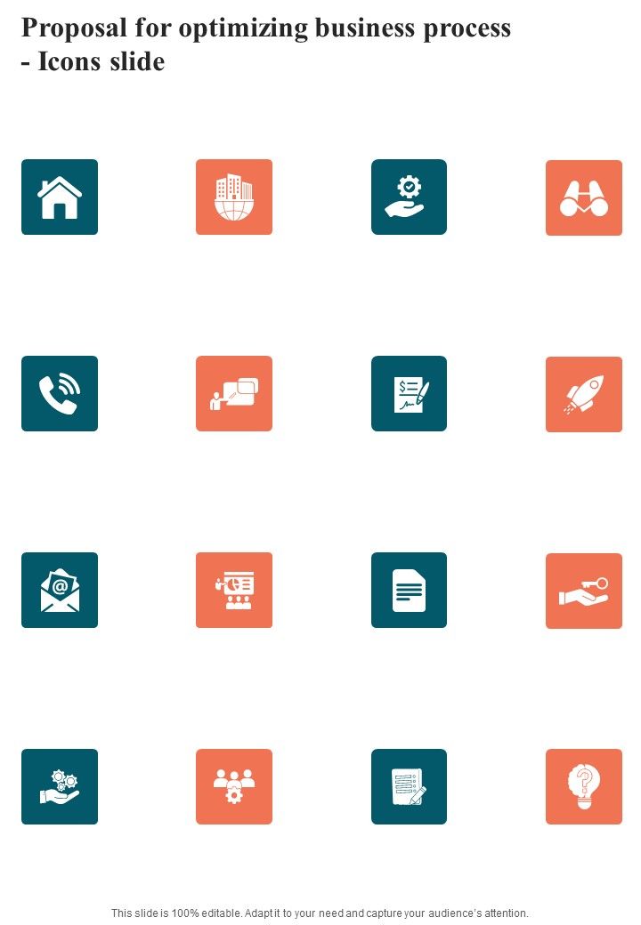 Proposal For Optimizing Business Process Icons Slide One Pager Sample Example Document Slide01