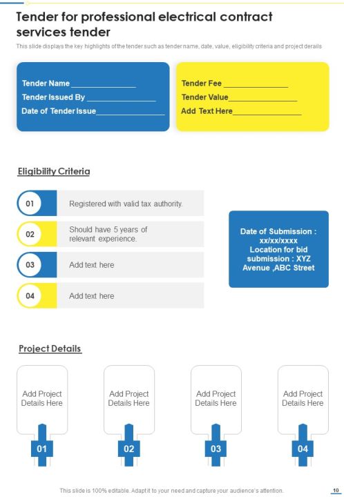 Proposal For Professional Electrical Contract Services Tender Example Document Report Doc Pdf Ppt Slide10