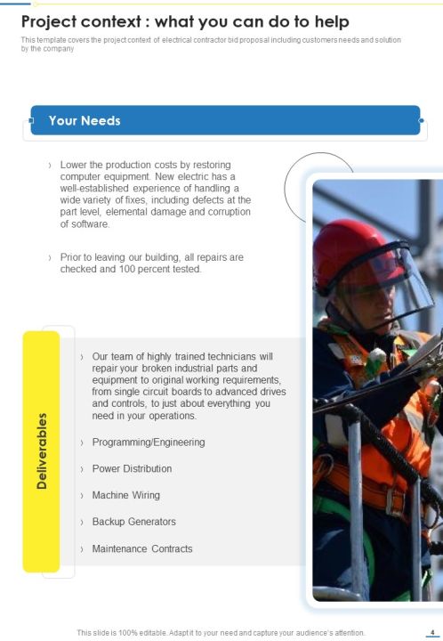 Proposal For Professional Electrical Contract Services Tender Example Document Report Doc Pdf Ppt Slide04