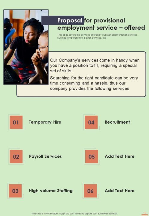 Proposal For Provisional Employment Service Example Document Report Doc Pdf Ppt Slide16