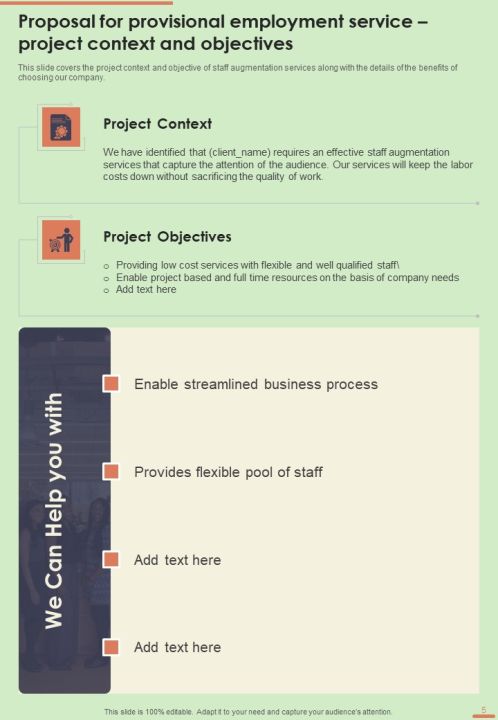 Proposal For Provisional Employment Service Example Document Report Doc Pdf Ppt Slide05