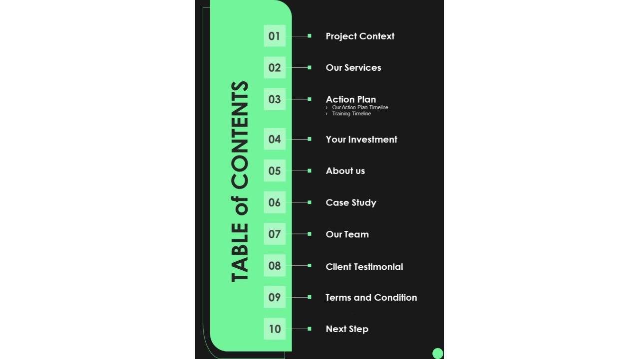 Proposal For Security Guard Services Table Of Contents One Pager Sample Example Document Slide01