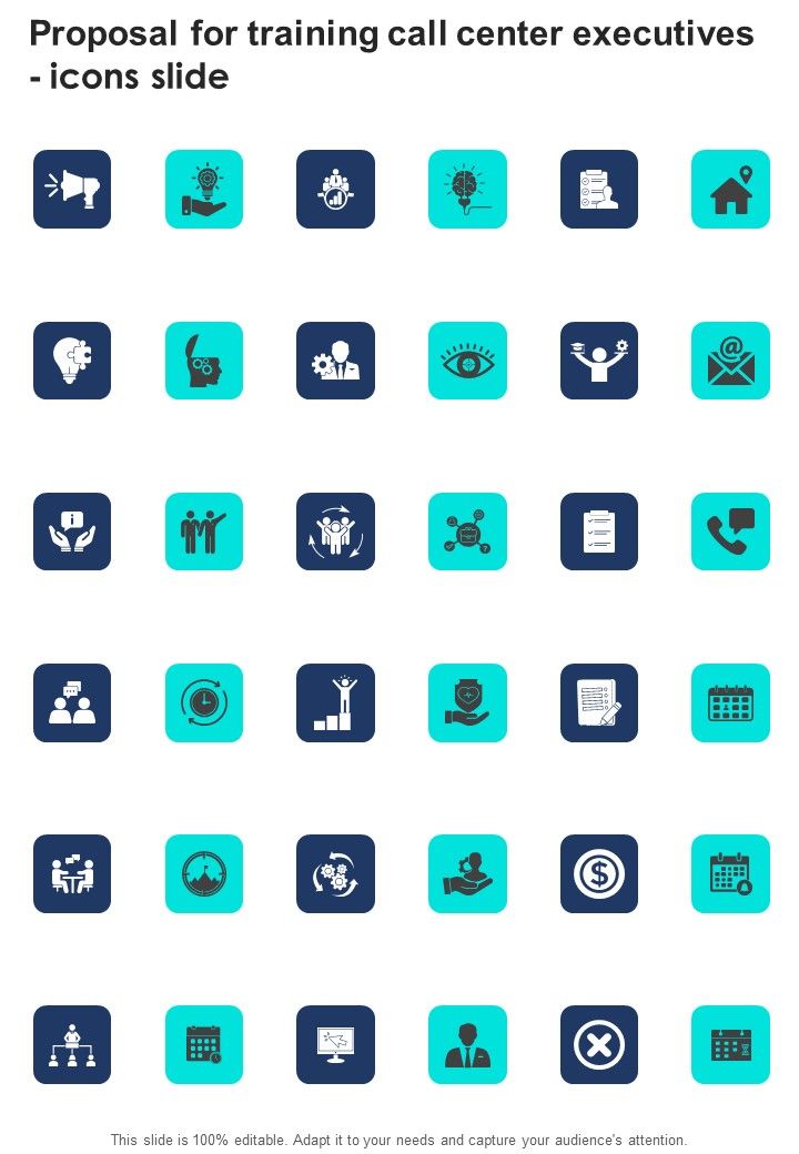 Proposal For Training Call Center Executives Icons Slide One Pager Sample Example Document Slide01
