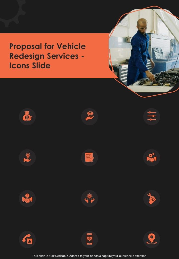 Proposal For Vehicle Redesign Services Icons Slide One Pager Sample Example Document Slide01