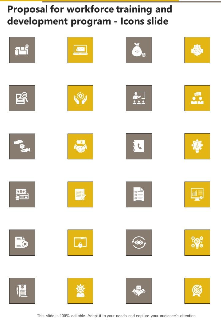 Proposal For Workforce Training And Development Program Icons Slide One Pager Sample Example Document Slide01