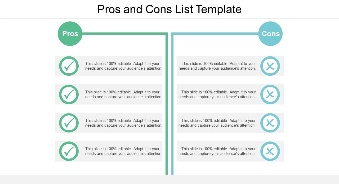 Pros And Cons List Template Ppt PowerPoint Presentation Slides Vector Slide01