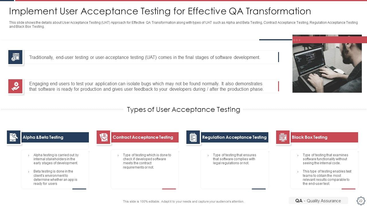 Quality Assurance Transformation Strategies To Improve Business Performance Efficiency Ppt PowerPoint Presentation Complete Deck With Slides Slide22