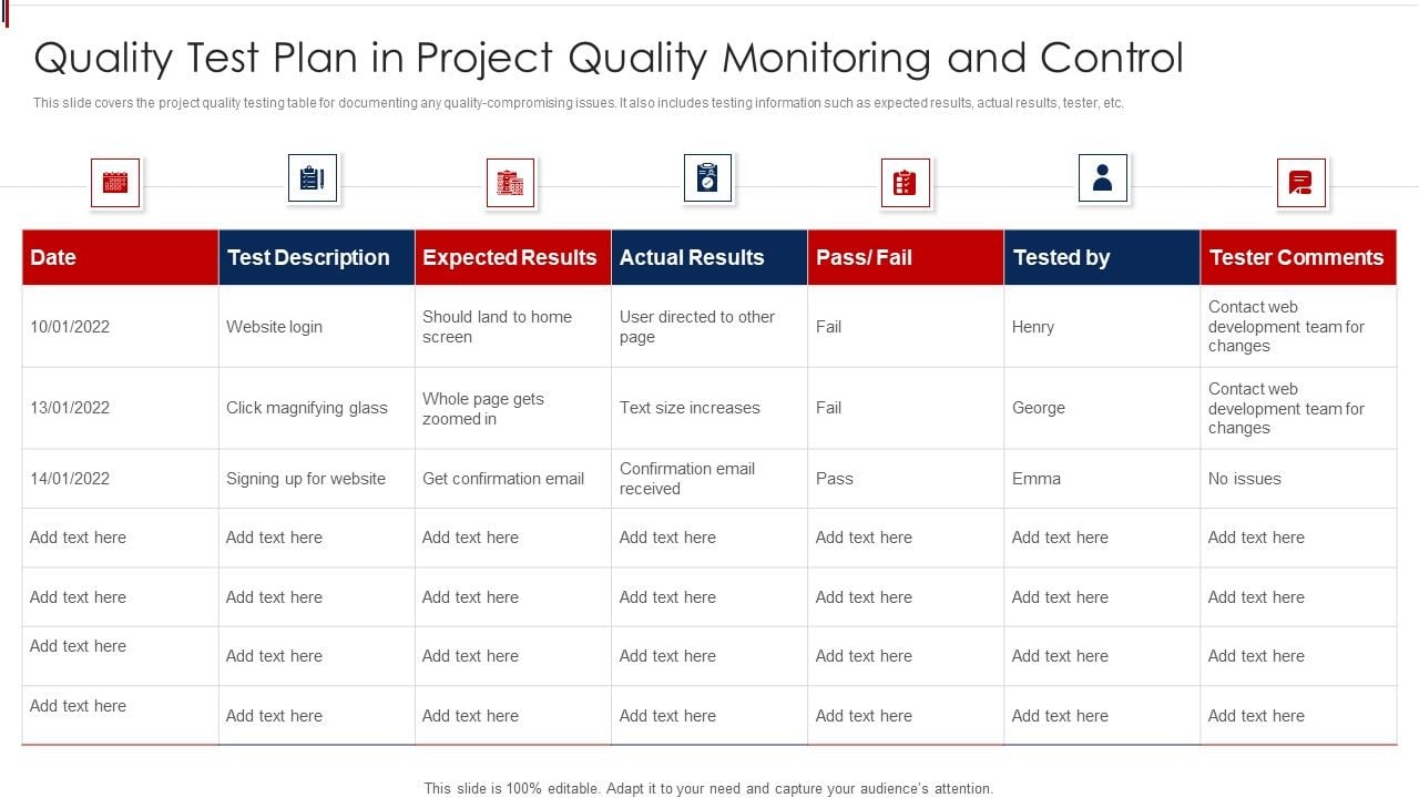 Quality Test Plan In Project Quality Monitoring And Control Sample PDF
