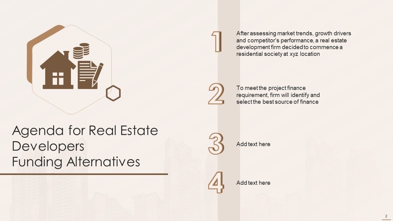 Real Estate Developers Funding Alternatives Ppt PowerPoint Presentation Complete With Slides Slide02