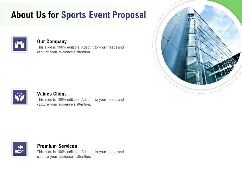 Recreational Program About Us For Sports Event Proposal Ppt Slides