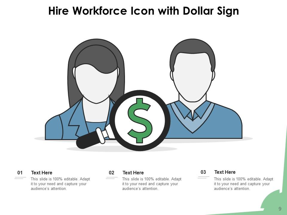 Recruitment Icon Employee Dollar Sign Ppt PowerPoint Presentation Complete Deck Slide09
