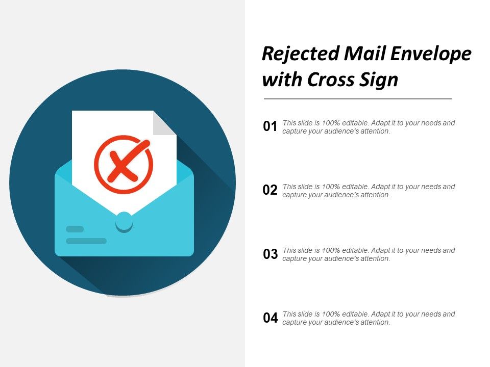 Rejected Mail Envelope With Cross Sign Ppt Powerpoint Presentation Ideas Format Ideas Slide01