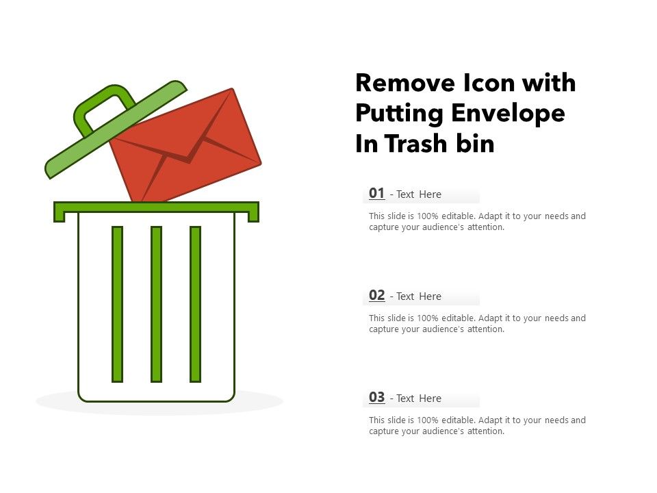 Remove Icon With Putting Envelope In Trash Bin Ppt PowerPoint Presentation Outline Show PDF Slide01