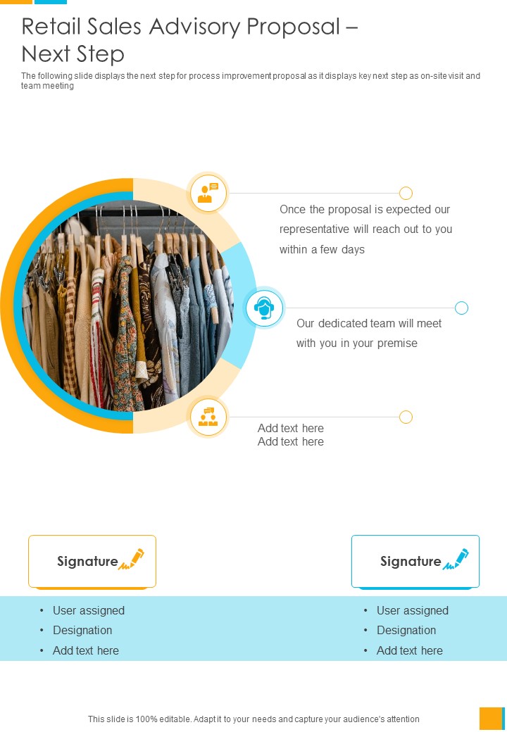 Retail Sales Advisory Proposal Next Step One Pager Sample Example Document Slide01