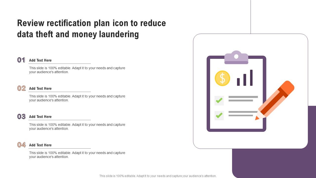 Review_Rectification_Plan_Icon_To_Reduce_Data_Theft_And_Money_Laundering_Ideas_PDF_Slide_1.jpg