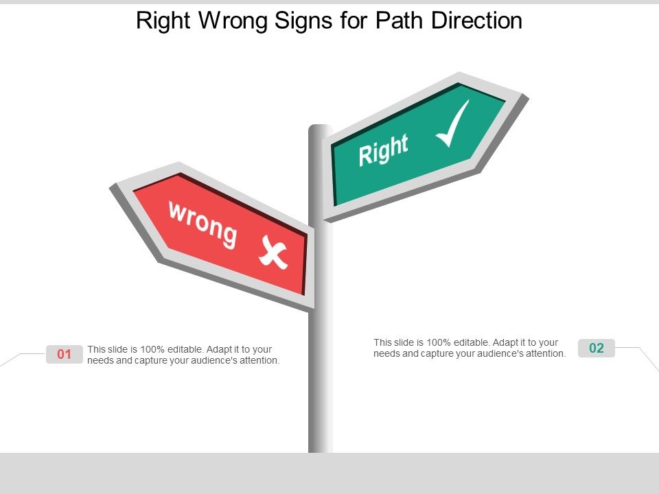 Right Wrong Signs For Path Direction Ppt Powerpoint Presentation Pictures Background Designs Slide01