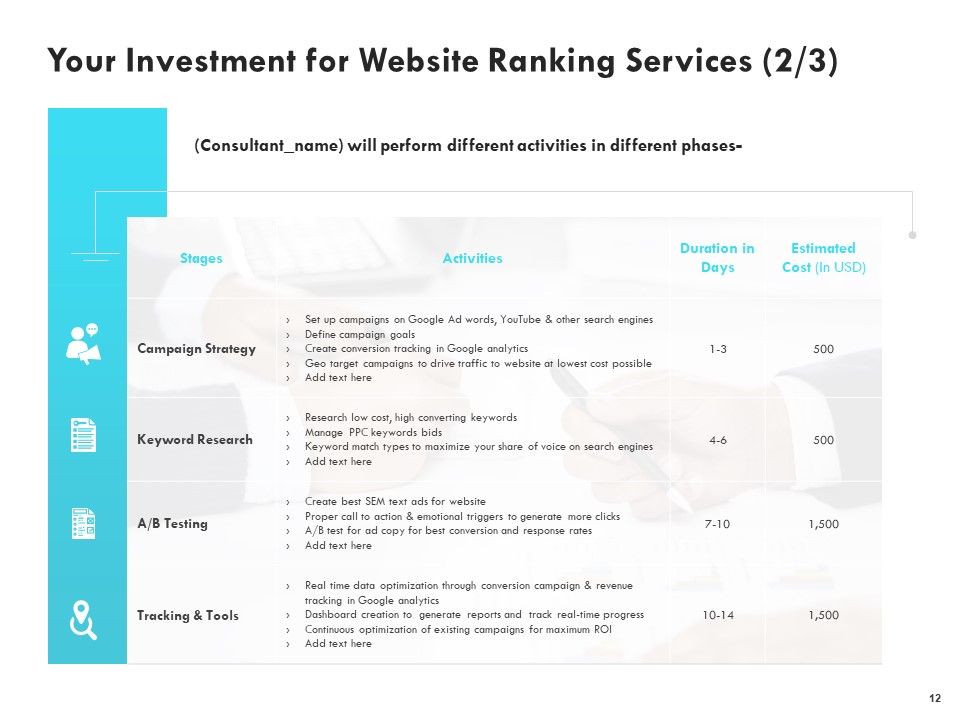 SEO Proposal Template Ppt PowerPoint Presentation Complete Deck With Slides Slide12