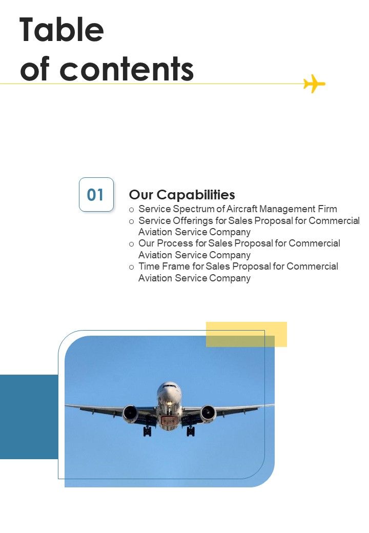 Sales_Proposal_For_Commercial_Aviation_Service_Company_Table_Of_Contents_One_Pager_Sample_Example_Document_Slide_1.jpg