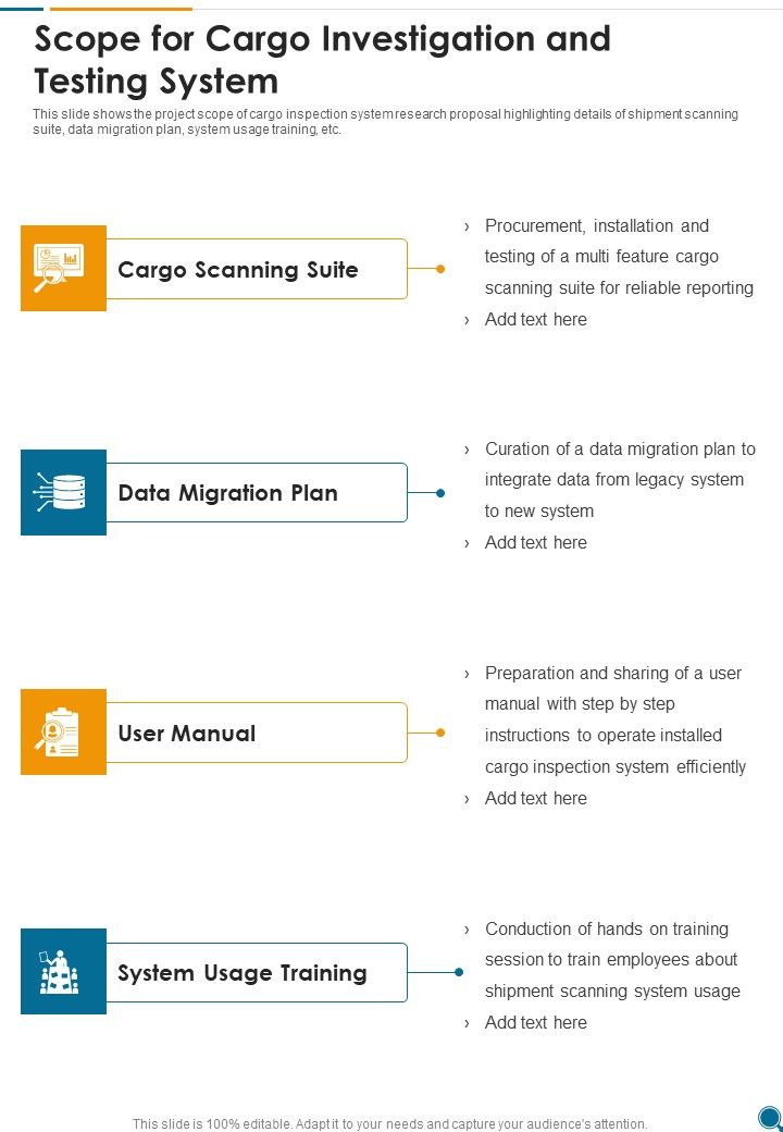 Scope For Cargo Investigation And Testing System One Pager Sample
