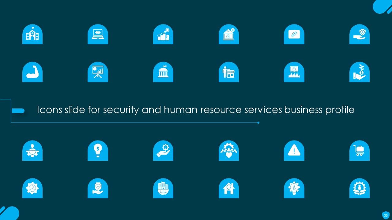 Security And Human Resource Services Business Profile Ppt PowerPoint Presentation Complete Deck With Slides Slide35