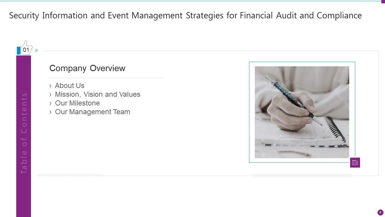 Security Information And Event Management Strategies For Financial Audit And Compliance Ppt PowerPoint Presentation Complete Deck With Slides Slide04
