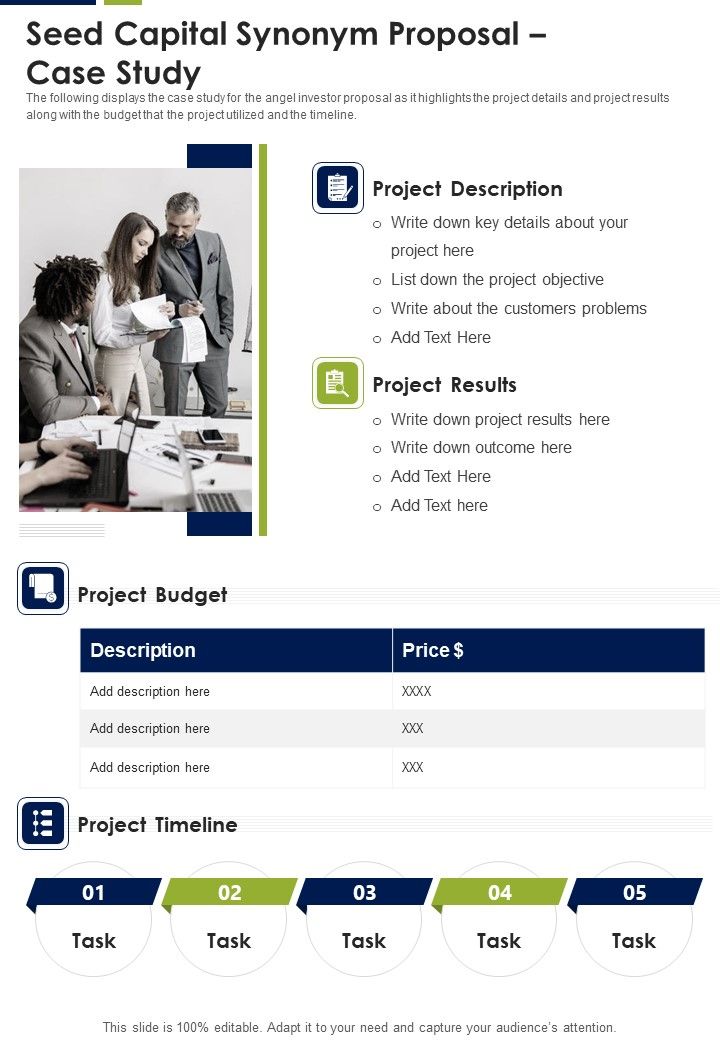 Seed Capital Synonym Proposal Case Study One Pager Sample Example Document