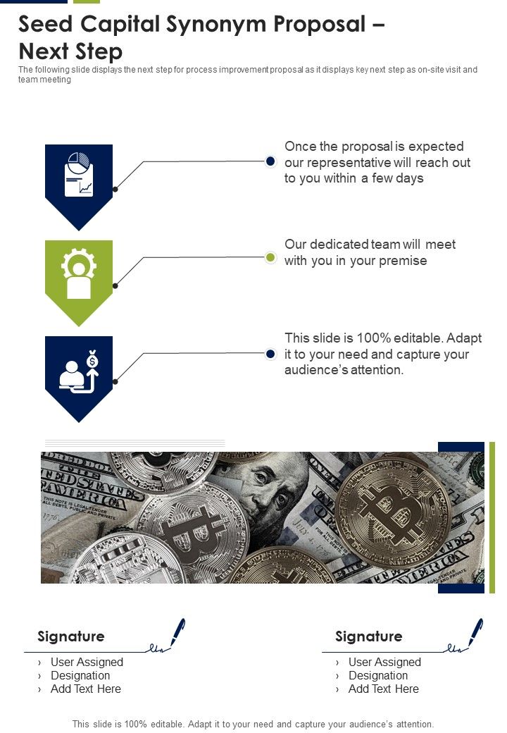 Seed Capital Synonym Proposal Next Step One Pager Sample Example Document