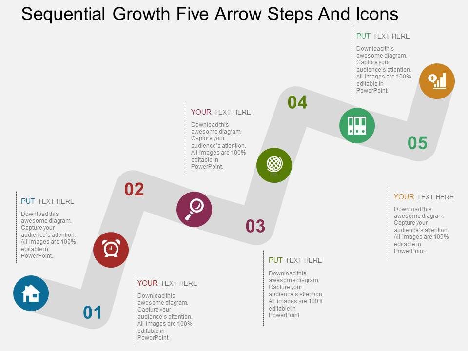 Sequential_Growth_Five_Arrow_Steps_And_Icons_Powerpoint_Template_1.jpg