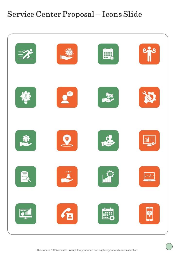 Service Center Proposal Icons Slide One Pager Sample Example Document Slide01