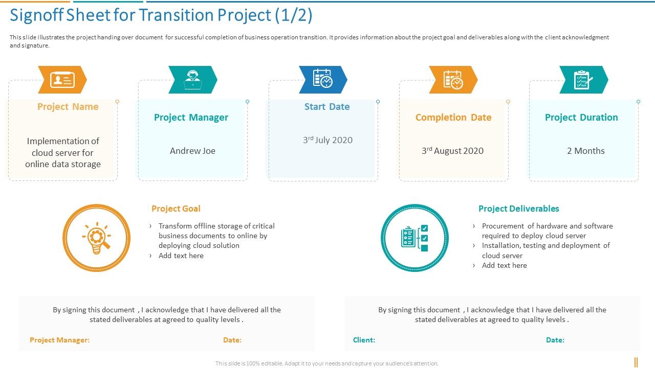 Signoff Sheet For Transition Project Transformation Plan Ppt ...