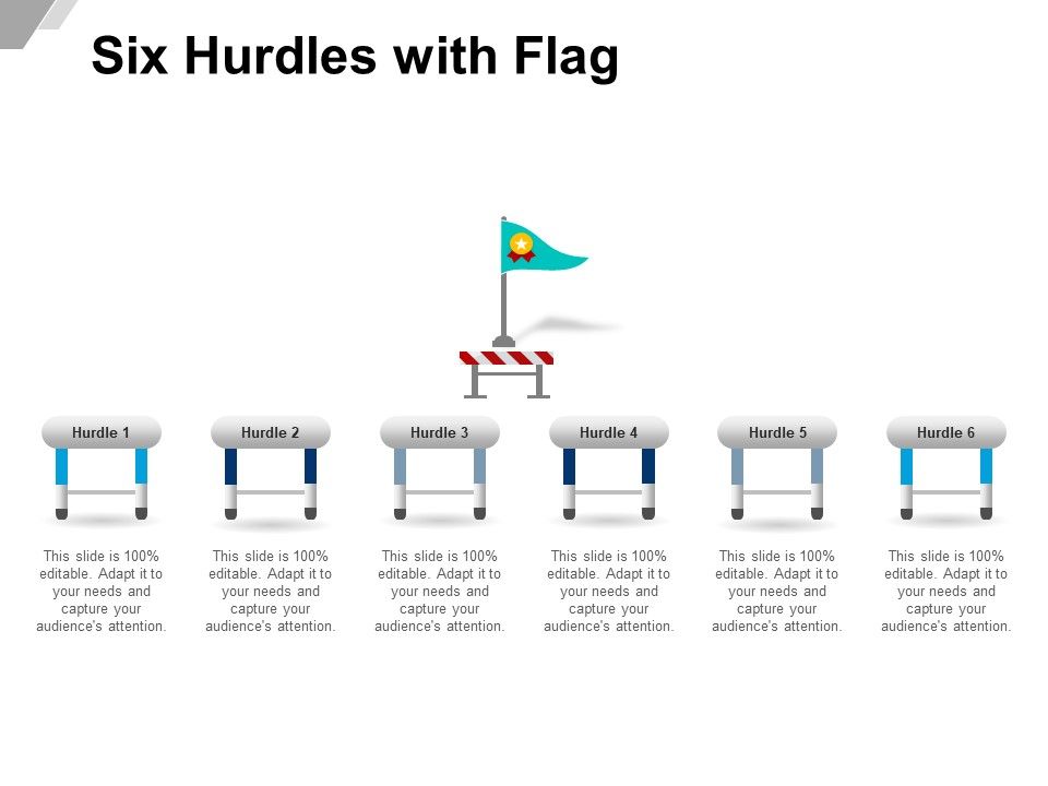 Six Hurdles With Flag Ppt PowerPoint Presentation Ideas Deck Slide01