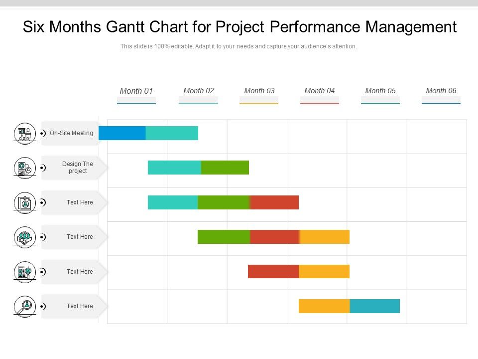 Six Months Gantt Chart For Project Performance Management Ppt ...